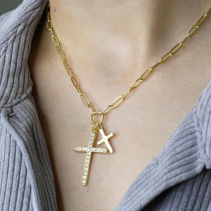 Double Cross Necklace