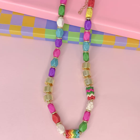 Color Party Silver Necklace