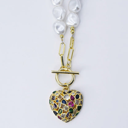 Radiant Pearl Heart Necklace