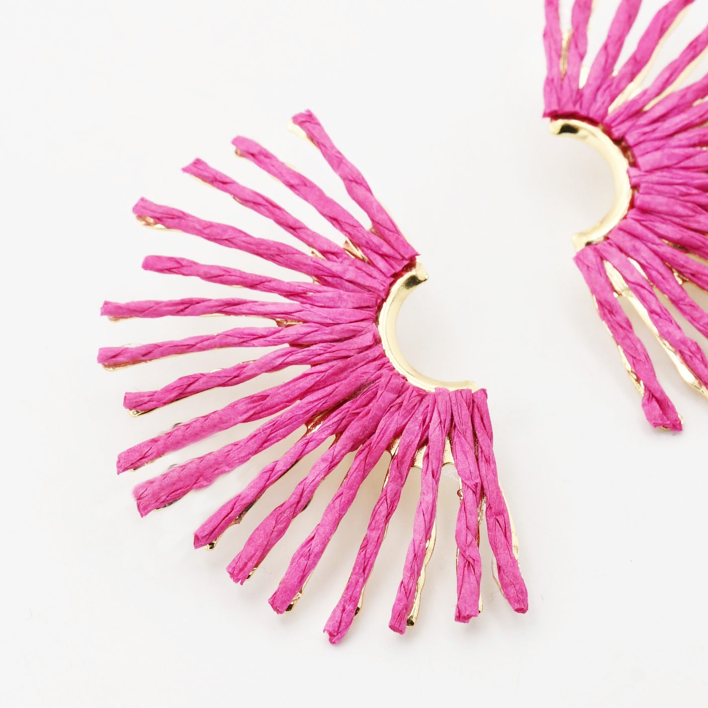 Pink Raffia Fan A45c