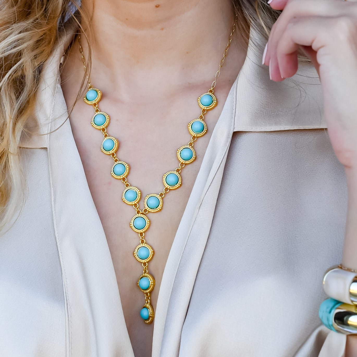 Turquoise Cascade Silver Necklace